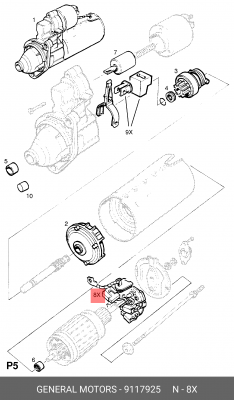 Кронштейн, угольная щетка 9117925 GENERAL MOTORS