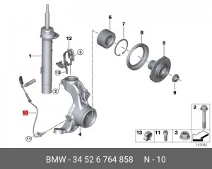 Датчик, частота вращения колеса 34 52 6 764 858 BMW