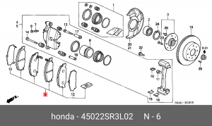 Колодки тормозные дисковые 45022SR3L02 HONDA