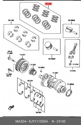 Кольца поршневые KJY1-11-SD0A MAZDA