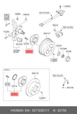 Комплект подшипника ступицы колеса 527102D111 HYUNDAI KIA