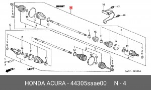 Вал привода колеса в сборе с ШРУСами 44305SAAE00 HONDA