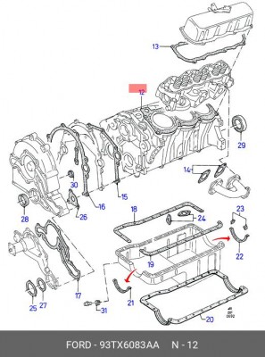 Комплект прокладок, головка цилиндра 93TX6083AA FORD
