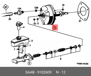 Усилитель тормозной системы 9102609 SAAB