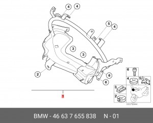 Держатель облицовки кокпита 46 63 7 655 838 BMW