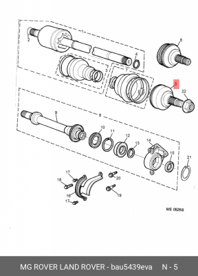 Шарнирный комплект, приводной вал BAU5439EVA MG ROVER LAND ROVER