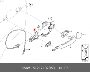 Кронштейн крепления ручки двери 51 21 7 137 053 BMW