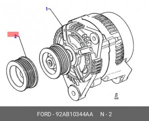 Ременный шкив, генератор 92AB-10344-AA FORD