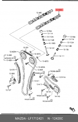 Распредвал LF17-12-421 MAZDA