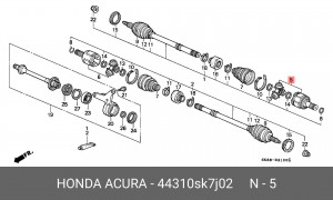 Шарнирный комплект, приводной вал 44310SK7J02 HONDA
