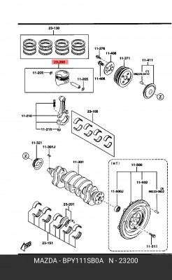 Поршень ДВС BPY111SB0A MAZDA