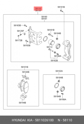 Тормозной суппорт 5811026100 HYUNDAI KIA