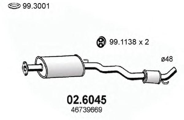 Средний глушитель выхлопных газов 026045 ASSO