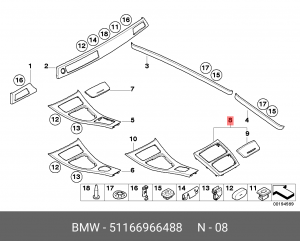 Накладка центральной консоли 51166966488 BMW