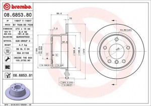 Тормозной диск 08.6853.80 BREMBO