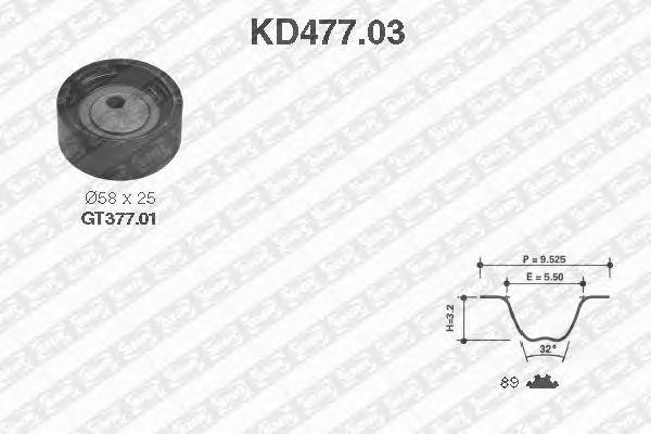 Комплект ремня ГРМ KD477.03 NTN SNR