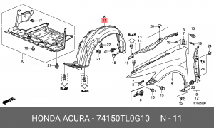 Подкрылок 74150TL0G10 HONDA