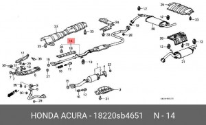 Средний глушитель выхлопных газов 18220SB4651 HONDA