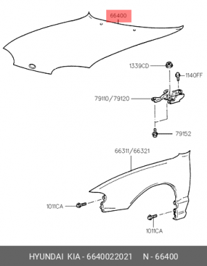 Капот двигателя 6640022021 HYUNDAI KIA