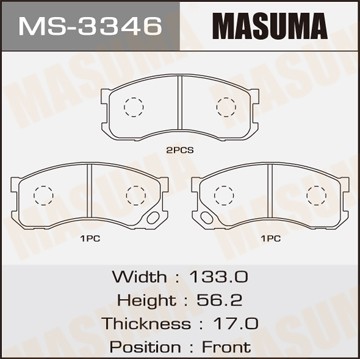 Колодки тормозные дисковые MS3346 MASUMA