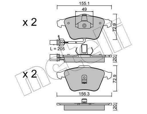 Комплект тормозных колодок, диско 22-0549-0 METELLI
