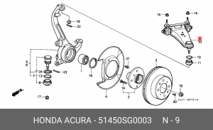 Рычаг независимой подвески колеса, подвеска колеса 51450SG0003 HONDA