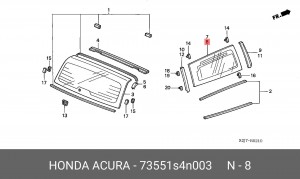Стекло боковое 73551S4N003 HONDA