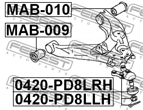 Опора шаровая подвески 0420-PD8LLH FEBEST