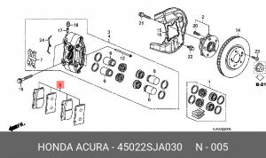 Комплект тормозных колодок, диско 45022SJA030 HONDA