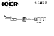 Сигнализатор, износ тормозных колодок 610259E ICER