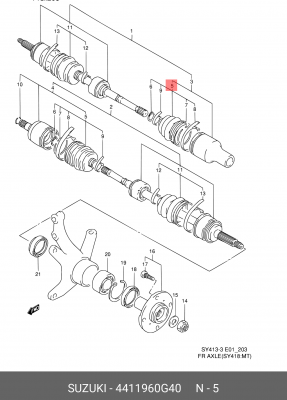 Комплект пылника, приводной вал 44119-60G40 SUZUKI