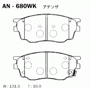 Колодки тормозные дисковые AN680WK AKEBONO