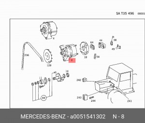 Генератор A 005 154 13 02 MERCEDES BENZ