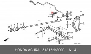Втулка стабилизатора 51316SH3000 HONDA