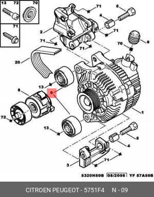Паразитный / ведущий ролик, поликлиновой ремень 5751 F4 CITROEN PEUGEOT