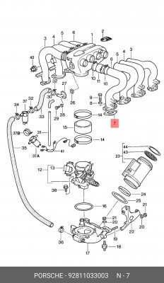 Прокладка, впускной коллектор 92811033003 PORSCHE