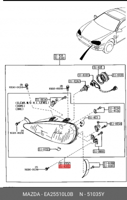 Фара головного света EA25510L0B MAZDA