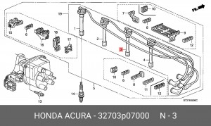Ккомплект проводов зажигания 32703P07000 HONDA