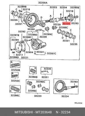 Уплотняющее кольцо, дифференциал MT203648 MITSUBISHI
