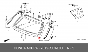 Молдинг стекла 73125SCAE00 HONDA