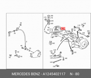 Датчик, частота вращения колеса A 124 540 21 17 MERCEDES BENZ