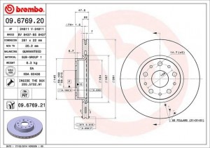 Тормозной диск 09.6769.20 BREMBO