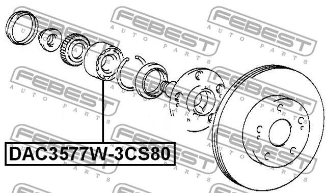 Подшипник ступицы колеса DAC3577W-3CS80 FEBEST