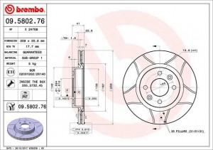 Тормозной диск 09.5802.76 BREMBO