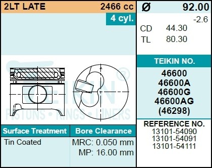 Поршни ДВС (комплект) 46600AGSTD TEIKIN