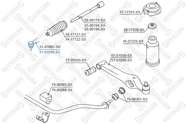 Наконечник рулевой тяги 51-01093-SX STELLOX