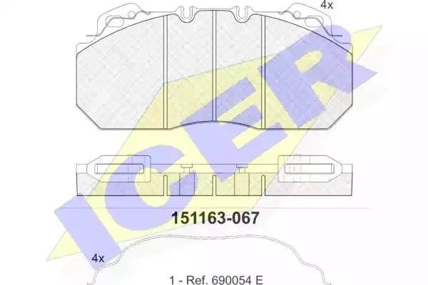 Комплект тормозных колодок, диско 151163-067 ICER