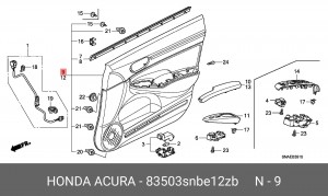 Обшивка двери 83503SNBE12ZB HONDA