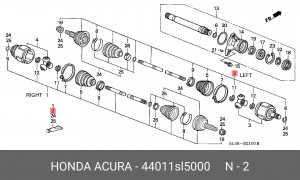 Шарнирный комплект, приводной вал 44011SL5000 HONDA