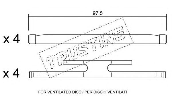 Комплектующие, колодки дискового тормоза KIT006 TRUSTING
